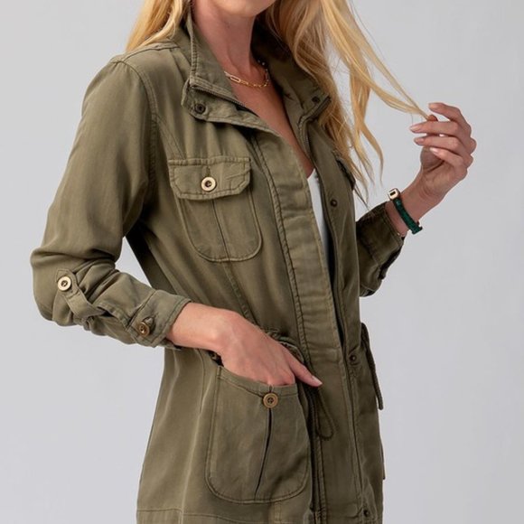 Olive Color Utility Jacket - Picture 2 of 11